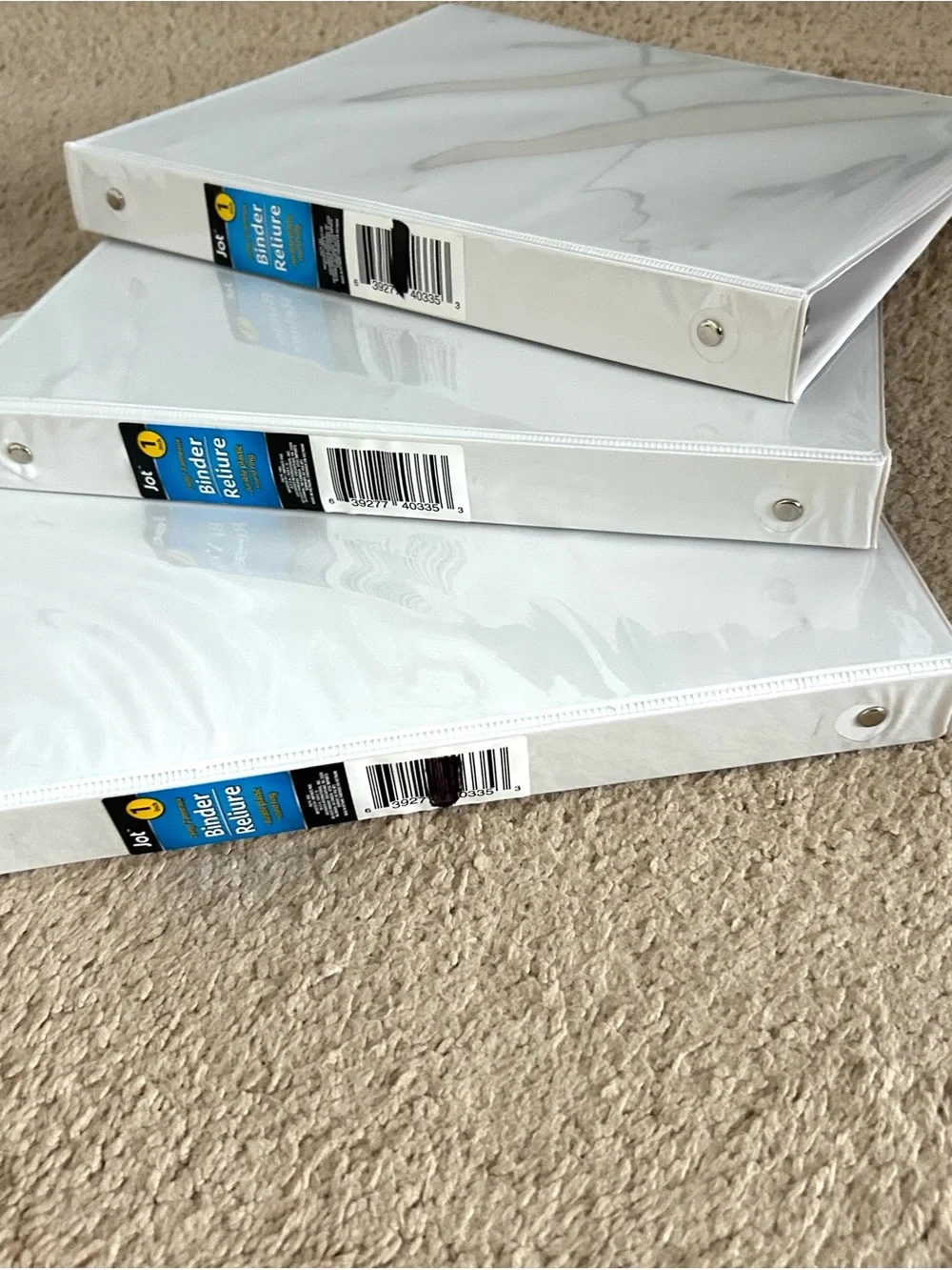 NEW White 3-Ring 1” Binders - Pack of 3
